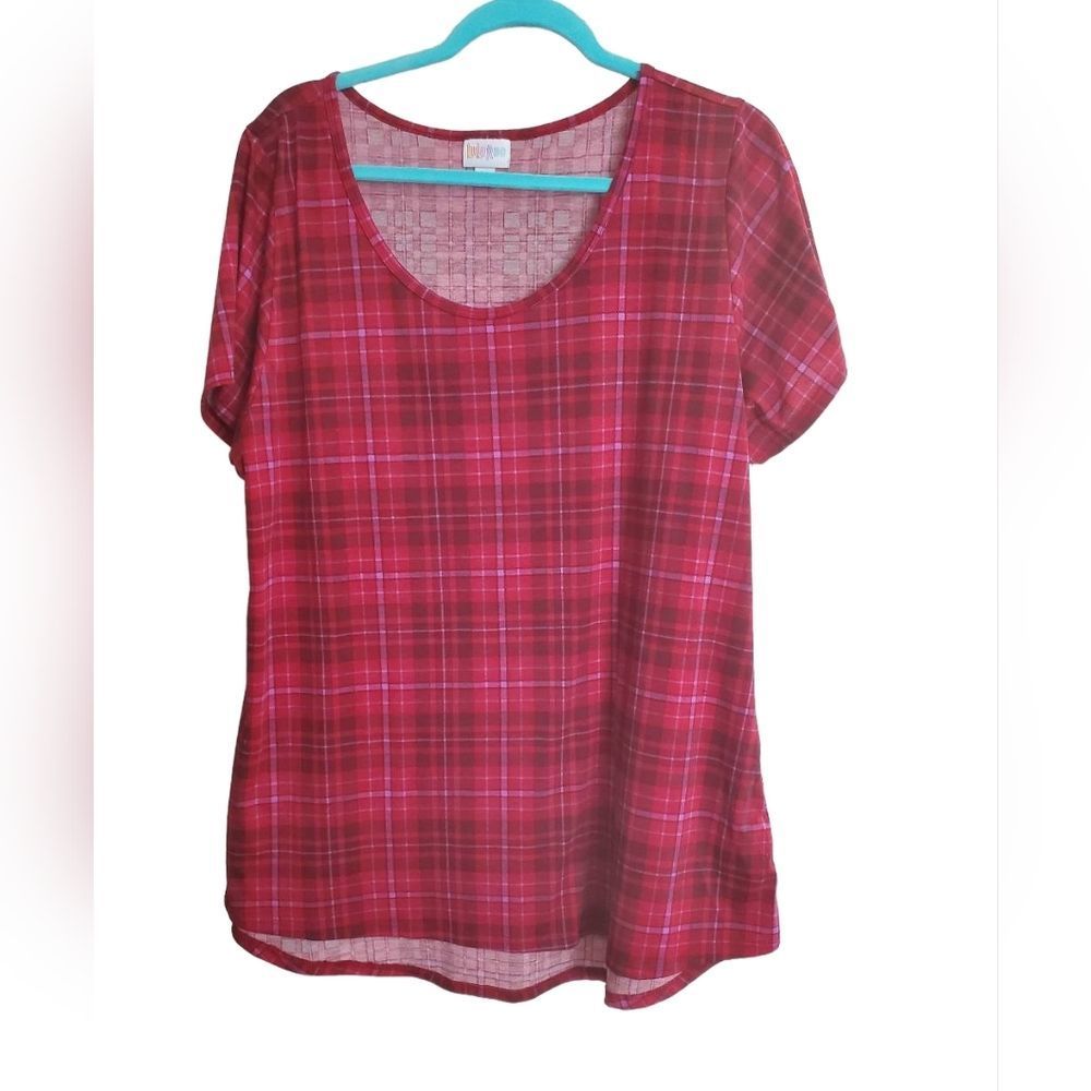 Pink Plaid 2x LuLaRoe Classic T